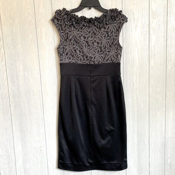 London Style Gray Black Sleeveless Dress Size 6 - Picture 3 of 4